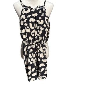 JORESS. Black/Tan Romper. Sleeveless. Elastic Waist. Size Small.